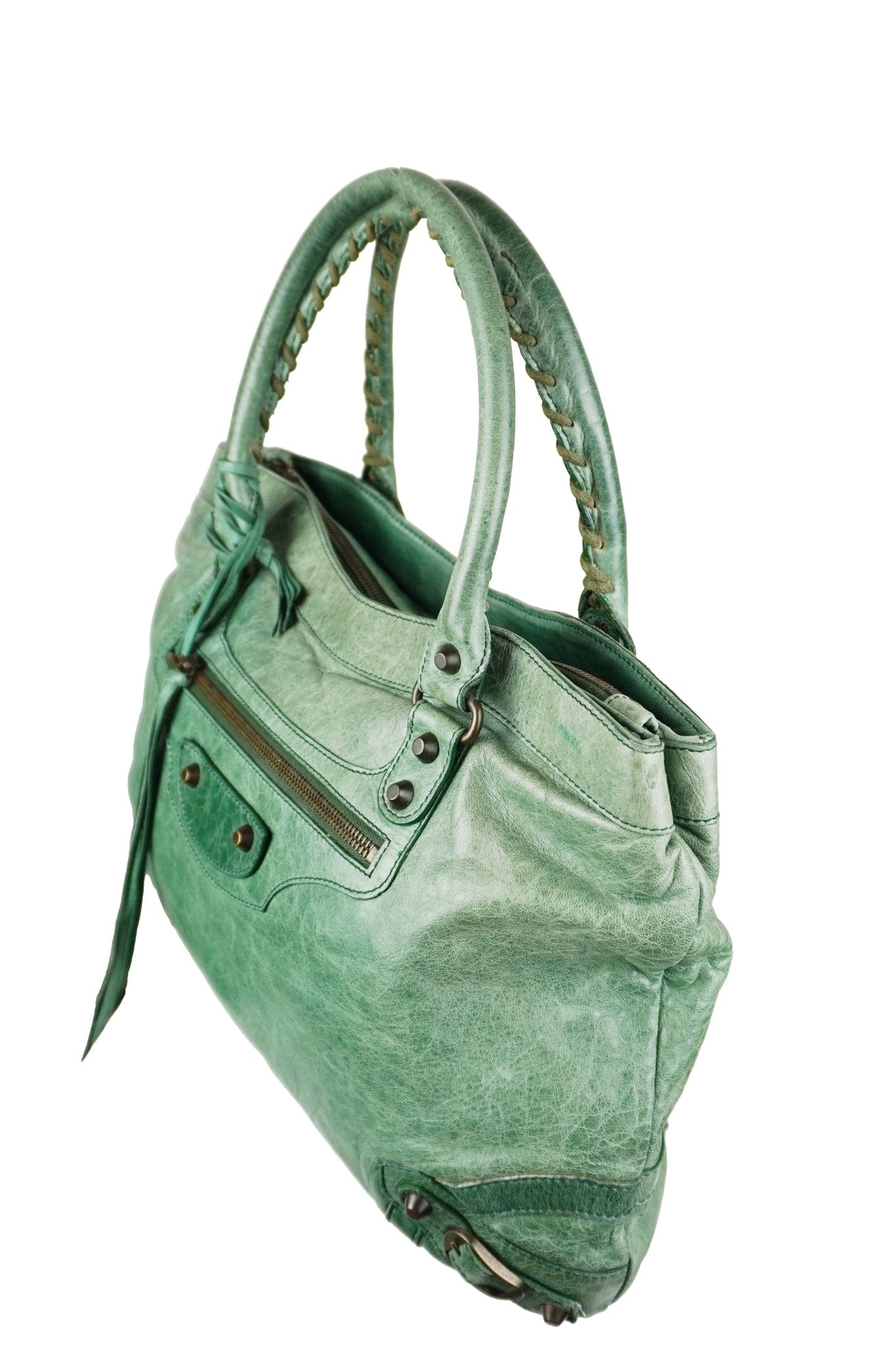 Balenciaga Green Motocross Shoulder Bag - Jade Vintage