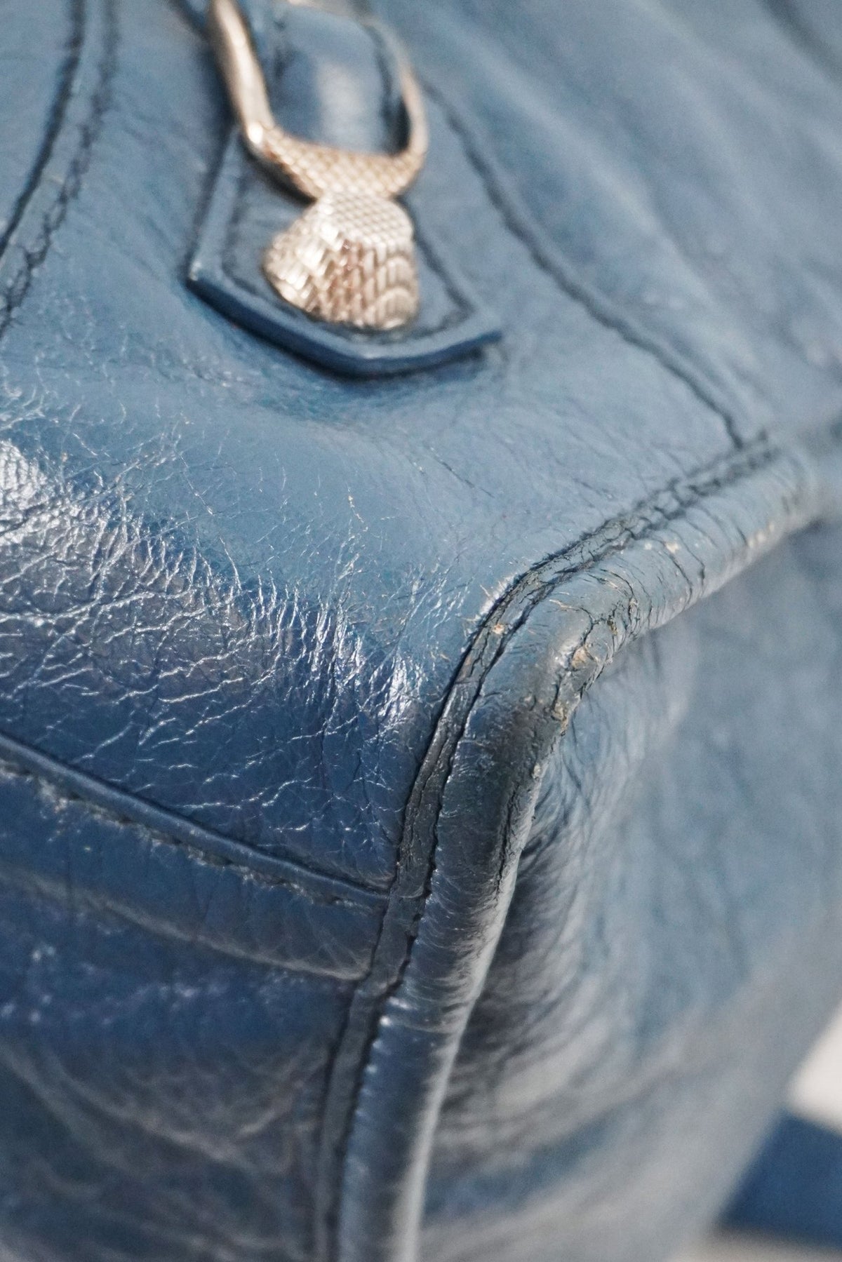 Balenciaga Navy Part Time Bag Giant 12 Silver Hardware - Jade Vintage