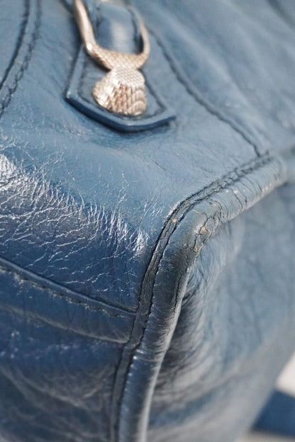 Balenciaga Navy Part Time Bag Giant 12 Silver Hardware - Jade Vintage