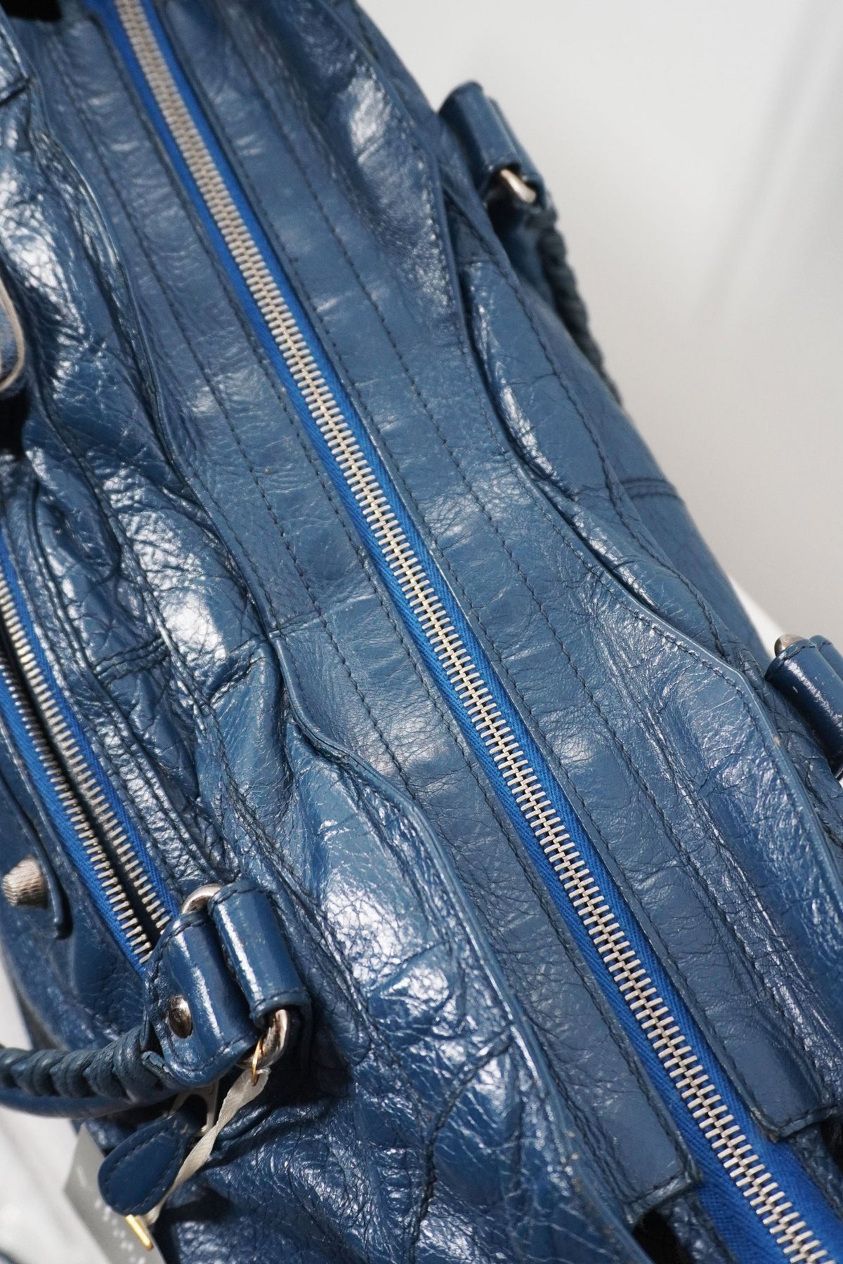 Balenciaga Navy Part Time Bag Giant 12 Silver Hardware - Jade Vintage