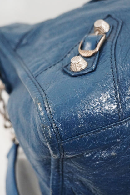 Balenciaga Navy Part Time Bag Giant 12 Silver Hardware - Jade Vintage
