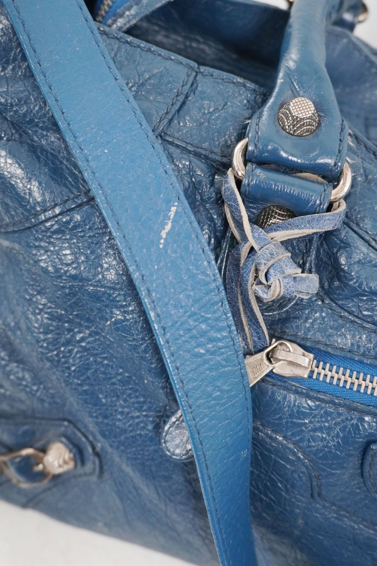Balenciaga Navy Part Time Bag Giant 12 Silver Hardware - Jade Vintage