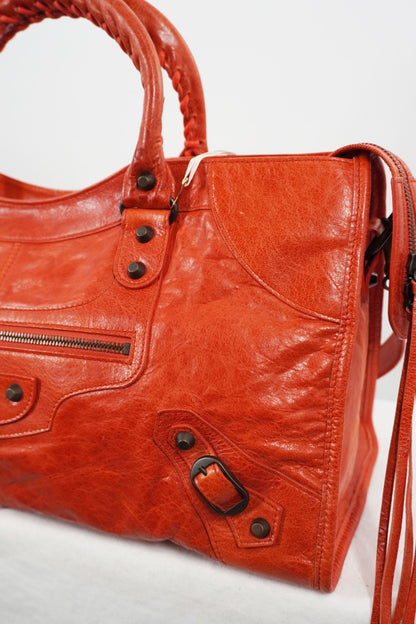 Balenciaga Orange Part Time Bag Giant 12 Brass Hardware - Jade Vintage