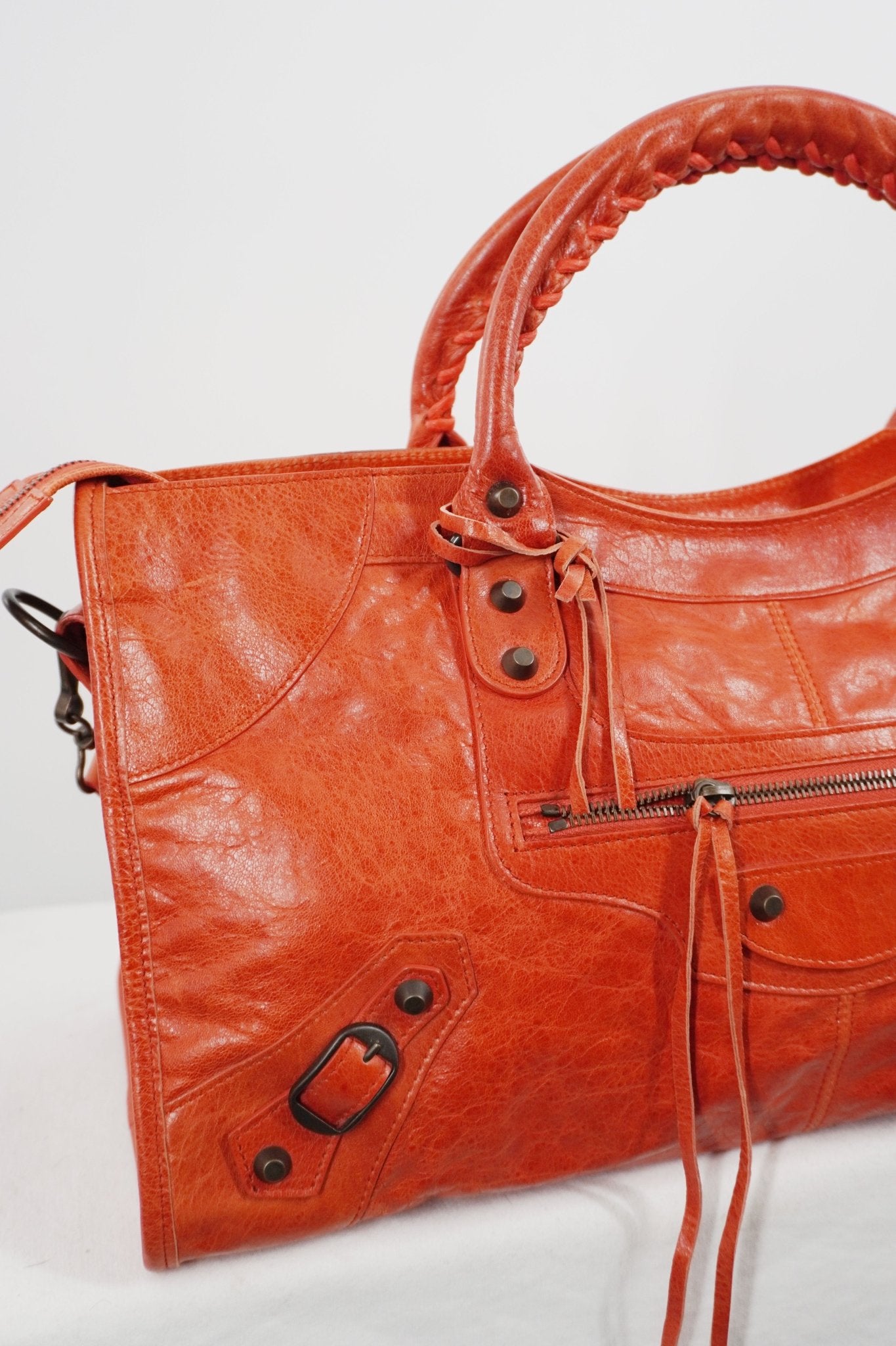 Balenciaga Orange Part Time Bag Giant 12 Brass Hardware - Jade Vintage