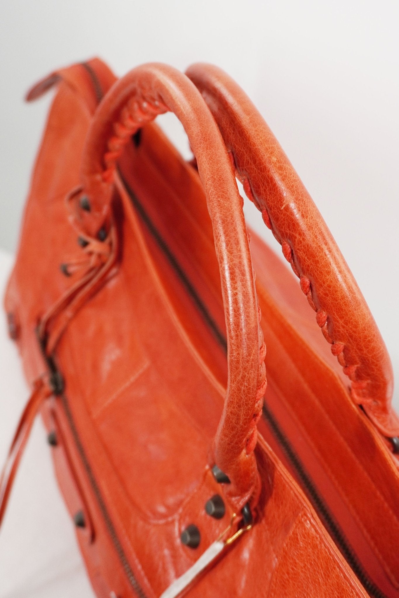 Balenciaga Orange Part Time Bag Giant 12 Brass Hardware - Jade Vintage