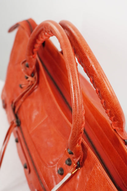 Balenciaga Orange Part Time Bag Giant 12 Brass Hardware - Jade Vintage