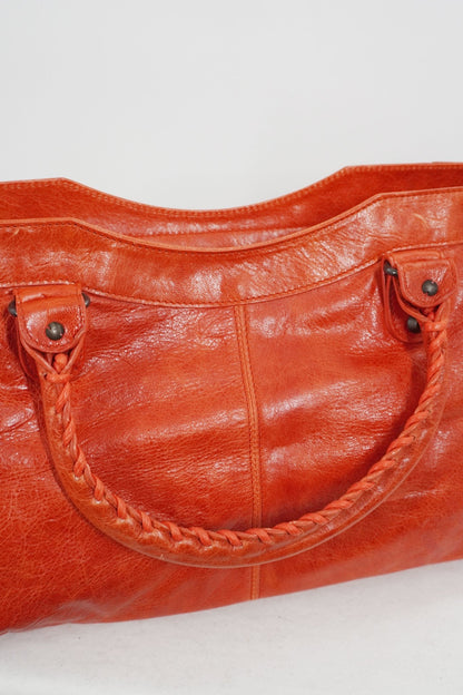 Balenciaga Orange Part Time Bag Giant 12 Brass Hardware - Jade Vintage