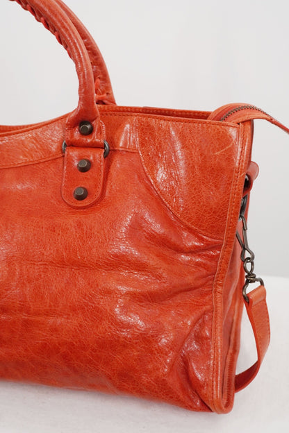 Balenciaga Orange Part Time Bag Giant 12 Brass Hardware - Jade Vintage