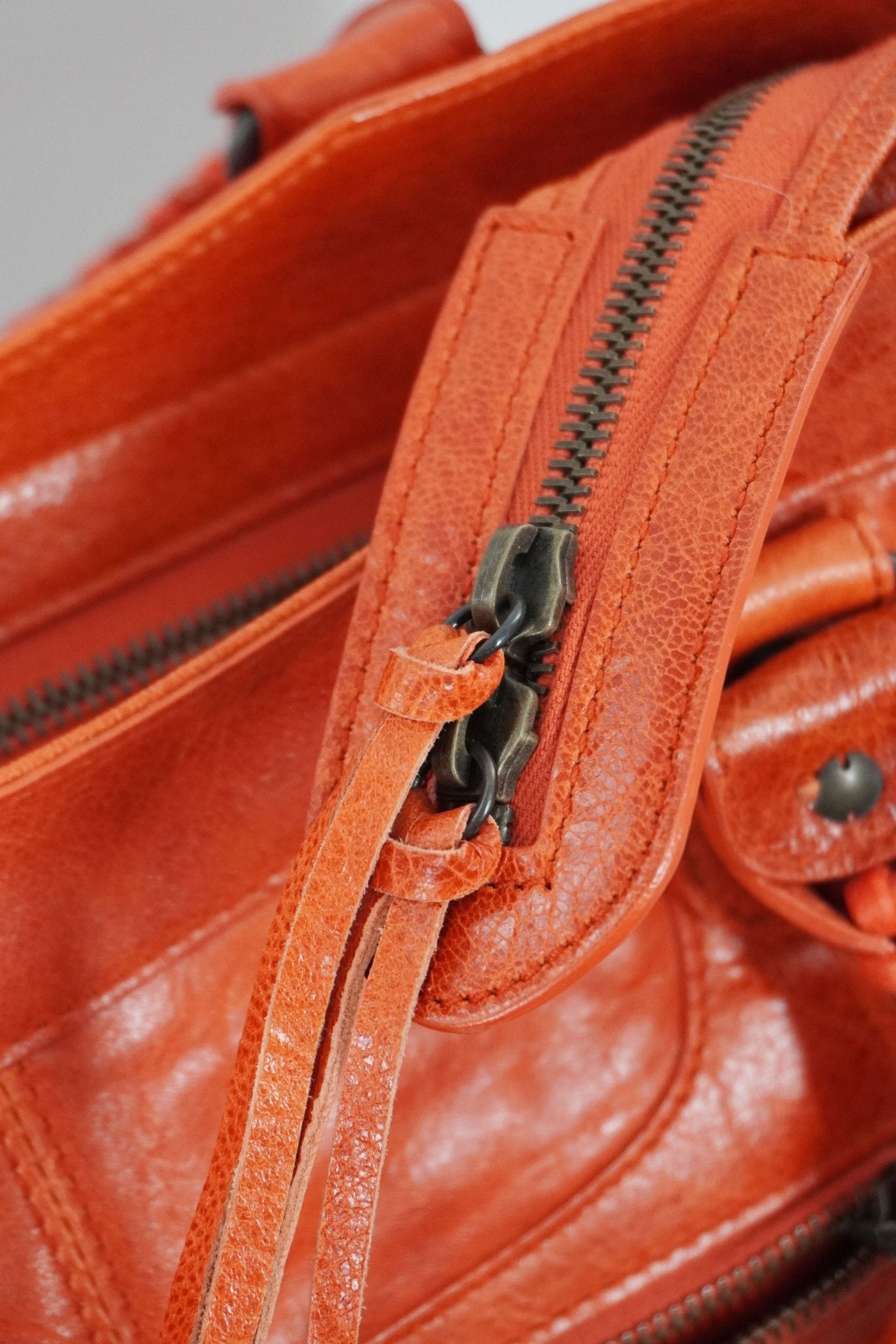 Balenciaga Orange Part Time Bag Giant 12 Brass Hardware - Jade Vintage