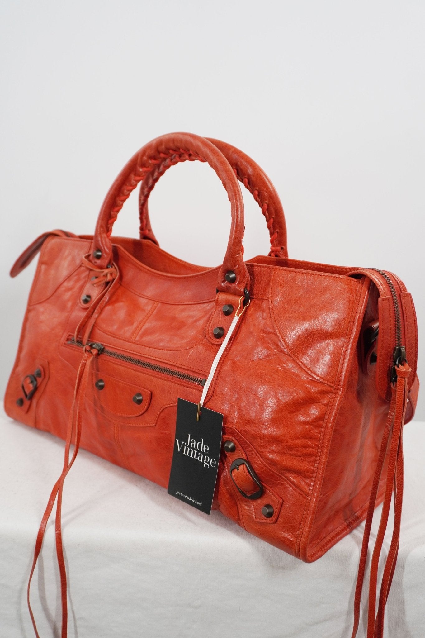 Balenciaga Orange Part Time Bag Giant 12 Brass Hardware - Jade Vintage