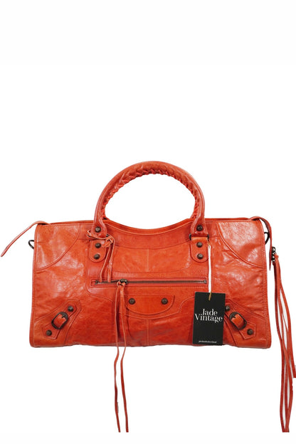 Balenciaga Orange Part Time Bag Giant 12 Brass Hardware - Jade Vintage