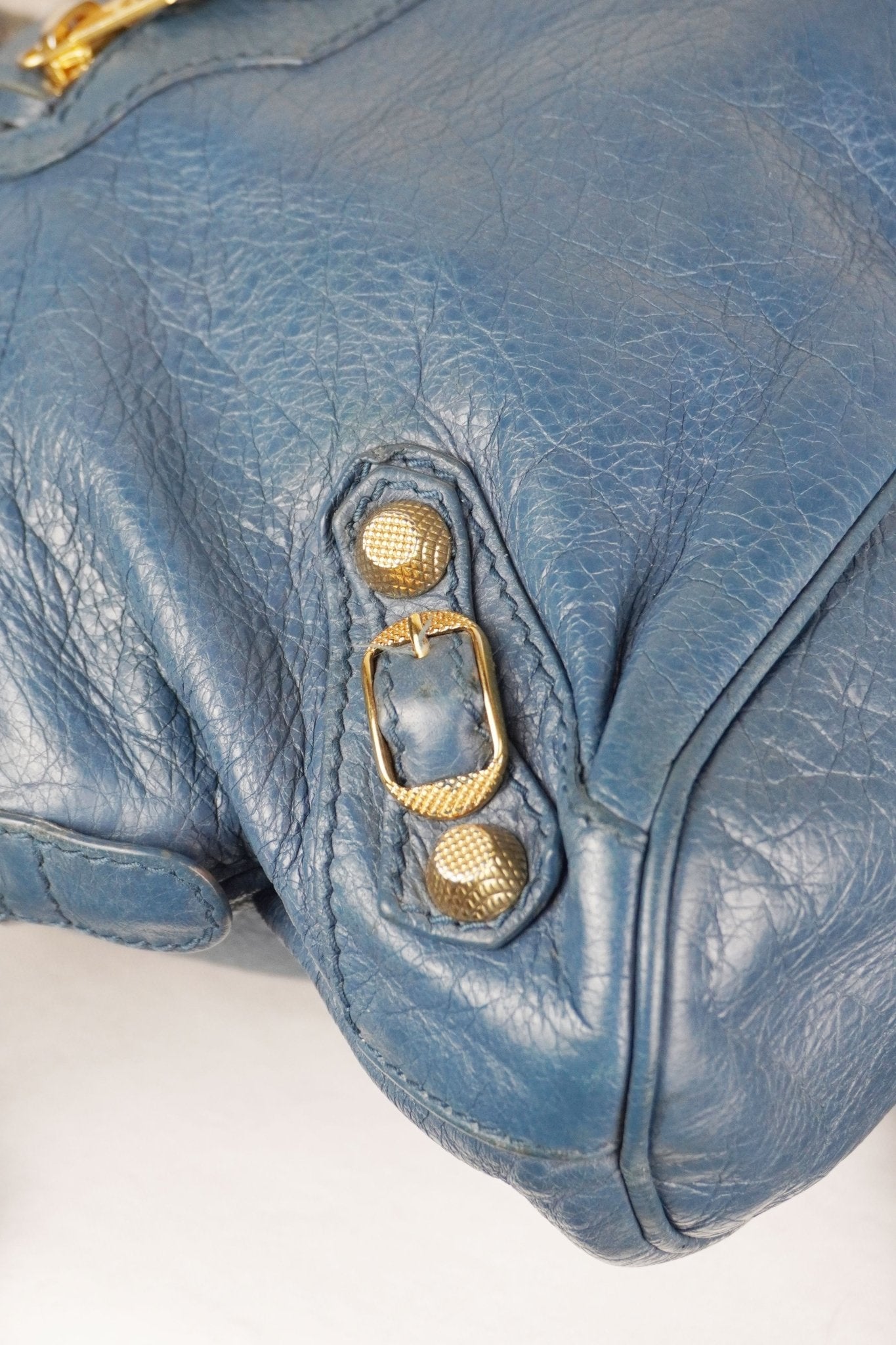 Balenciaga Slate Blue Giant 12 Bowling Bag - Jade Vintage