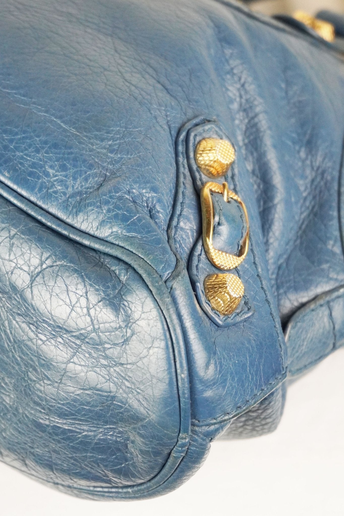 Balenciaga Slate Blue Giant 12 Bowling Bag - Jade Vintage