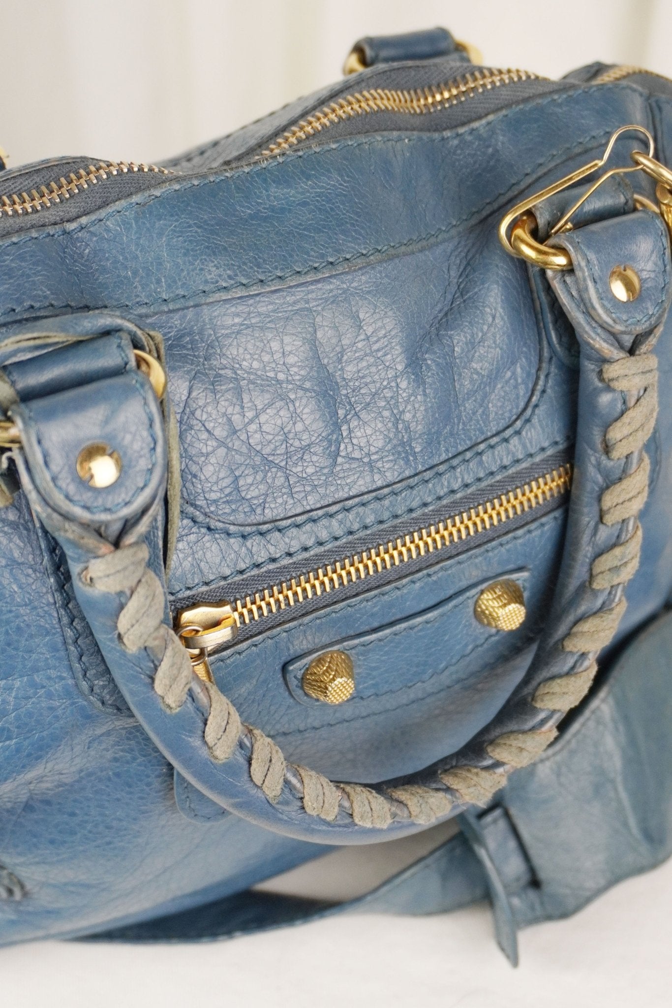 Balenciaga Slate Blue Giant 12 Bowling Bag - Jade Vintage