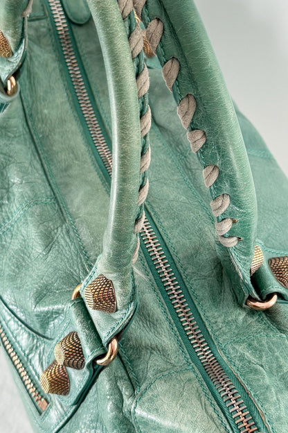 Balenciaga Work Tote Vert Sauge Rose Gold Giant 21 Hardware - Jade Vintage