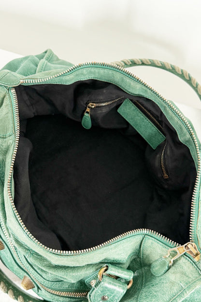 Balenciaga Work Tote Vert Sauge Rose Gold Giant 21 Hardware - Jade Vintage