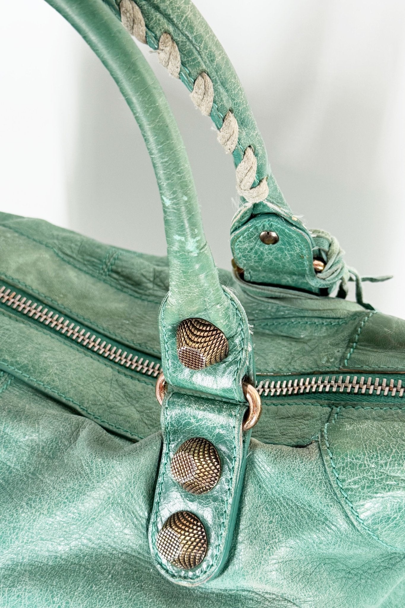 Balenciaga Work Tote Vert Sauge Rose Gold Giant 21 Hardware - Jade Vintage