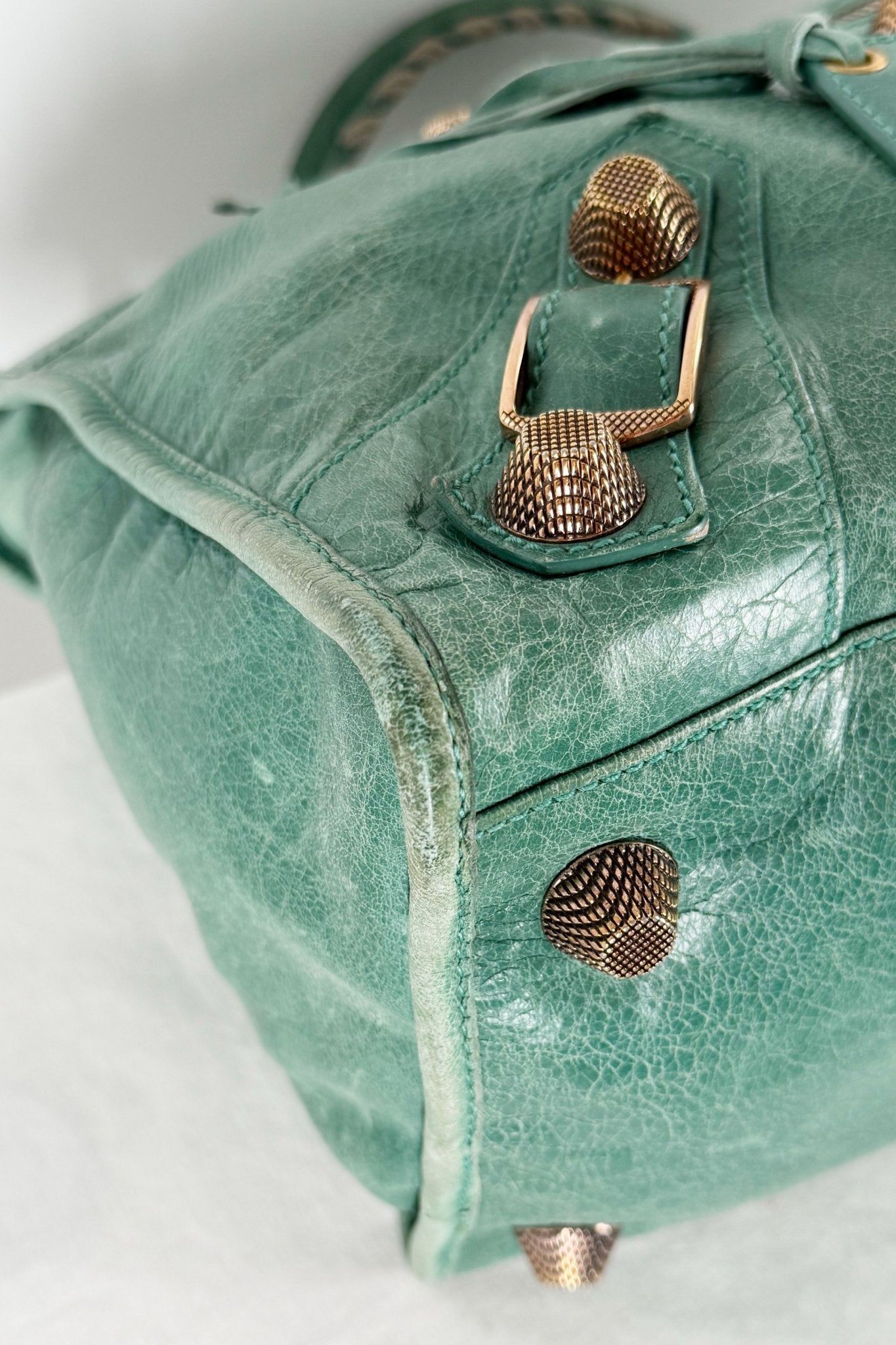 Balenciaga Work Tote Vert Sauge Rose Gold Giant 21 Hardware - Jade Vintage