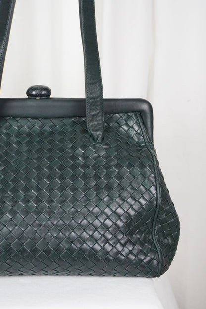 Bottega Veneta Kisslock Frame Shoulder Bag - Jade Vintage