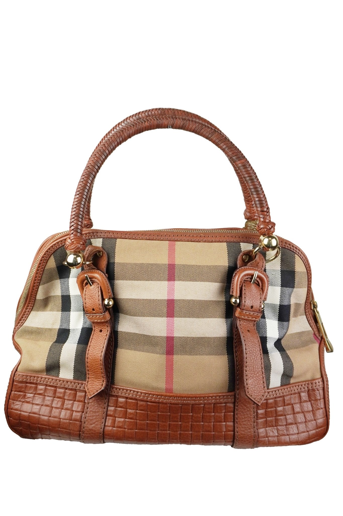 Burberry Satchel Canvas Leather Handbag - Jade Vintage