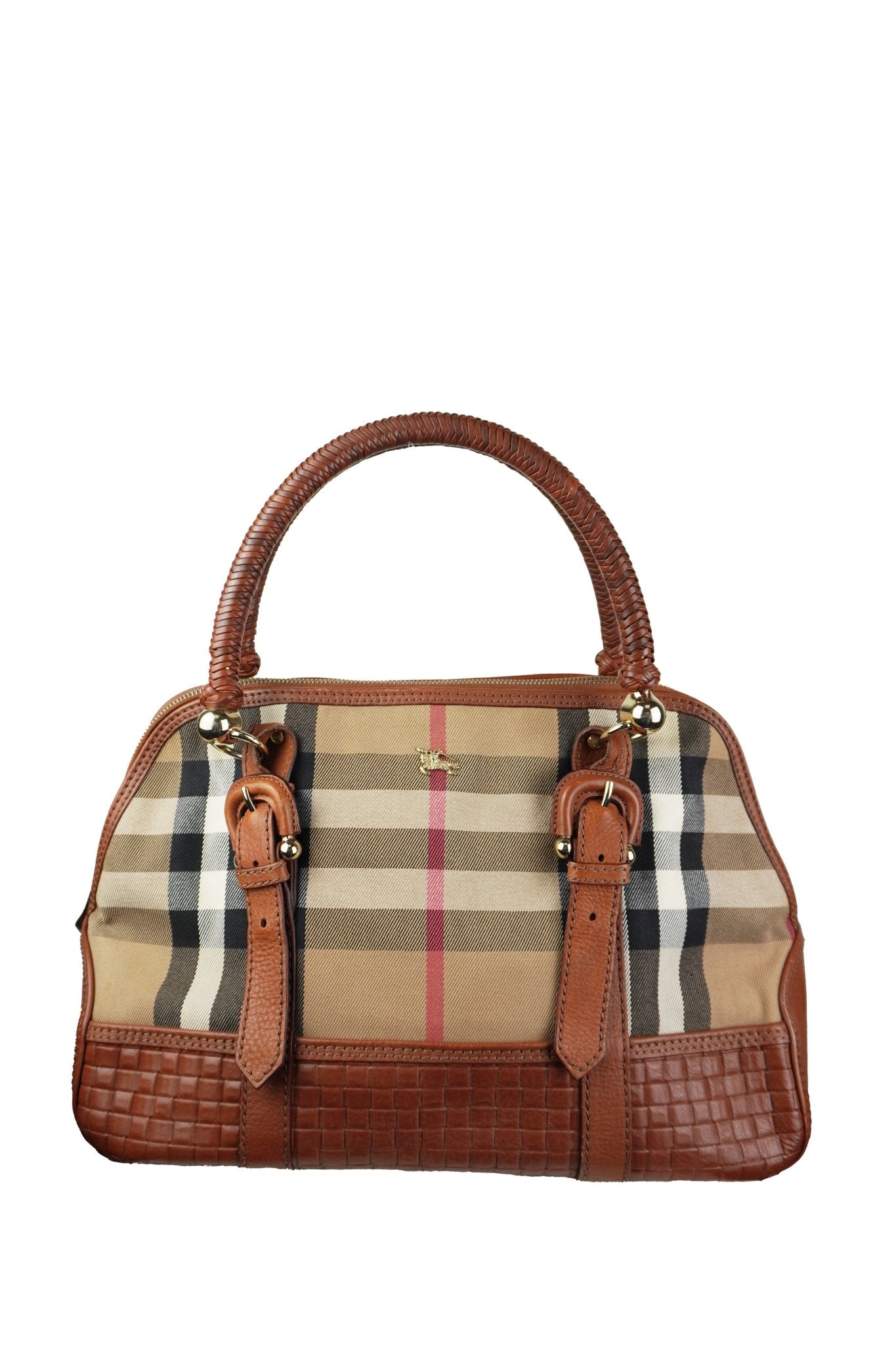 Burberry Satchel Canvas Leather Handbag - Jade Vintage