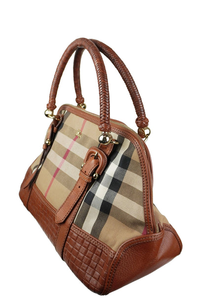 Burberry Satchel Canvas Leather Handbag - Jade Vintage