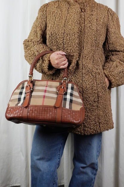 Burberry Satchel Canvas Leather Handbag - Jade Vintage