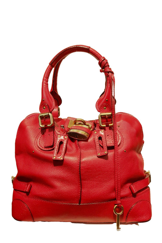 Chloe Red Paddington Dome Tote Shoulder Bag - Jade Vintage
