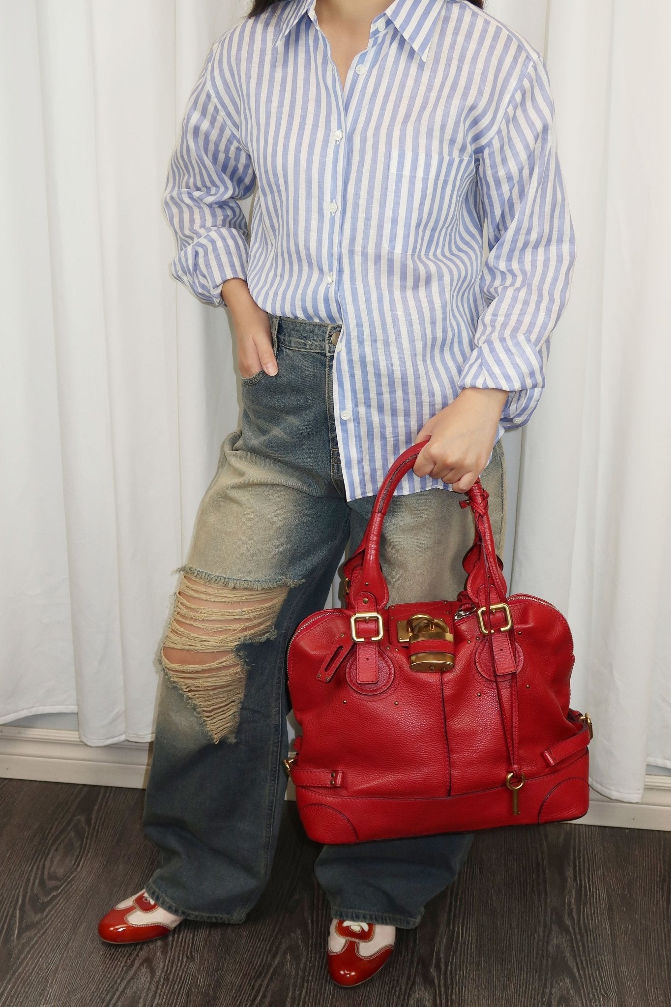Chloe Red Paddington Dome Tote Shoulder Bag - Jade Vintage