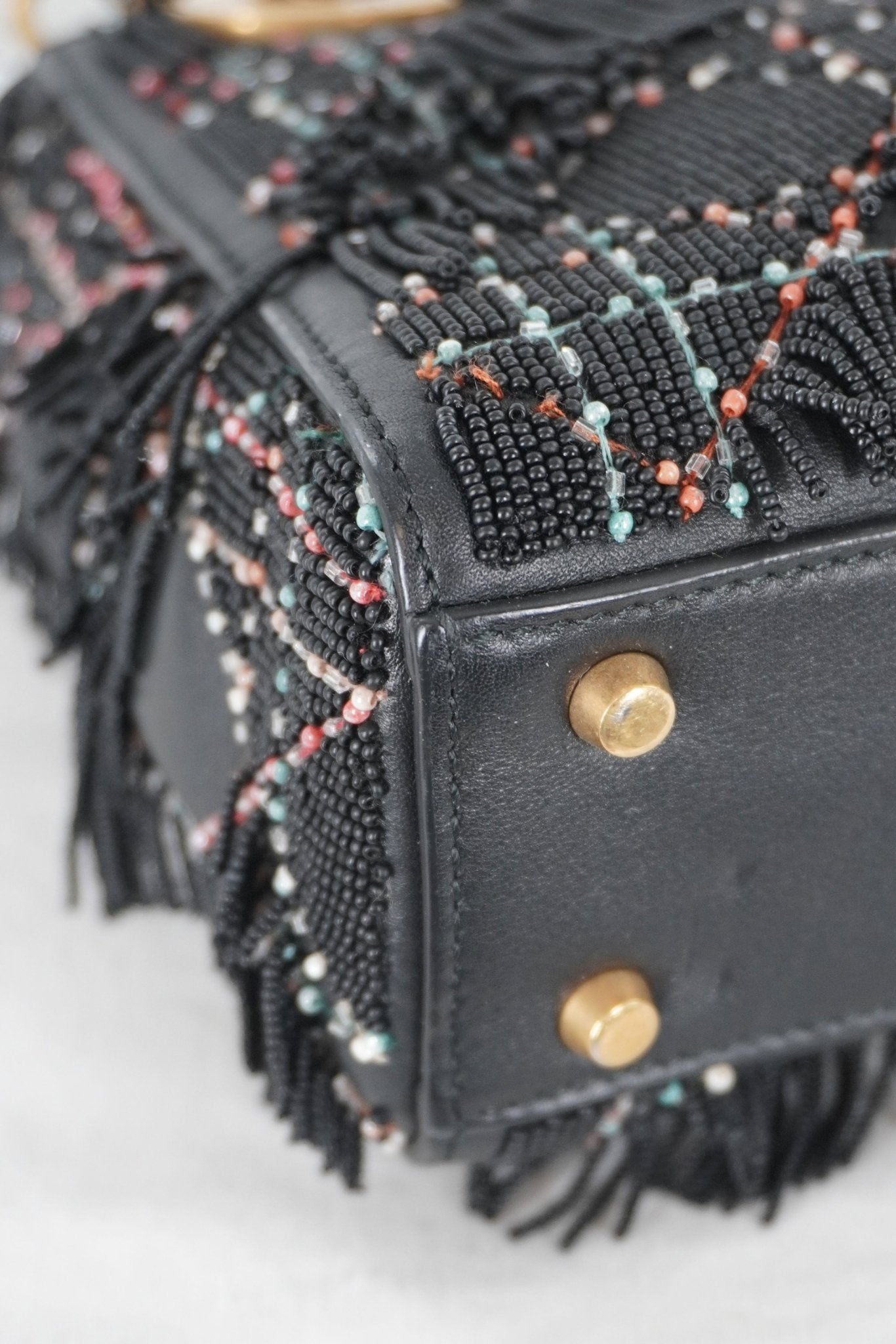 Christian Dior Lady Dior Mini Beaded Fringe Bag - Jade Vintage