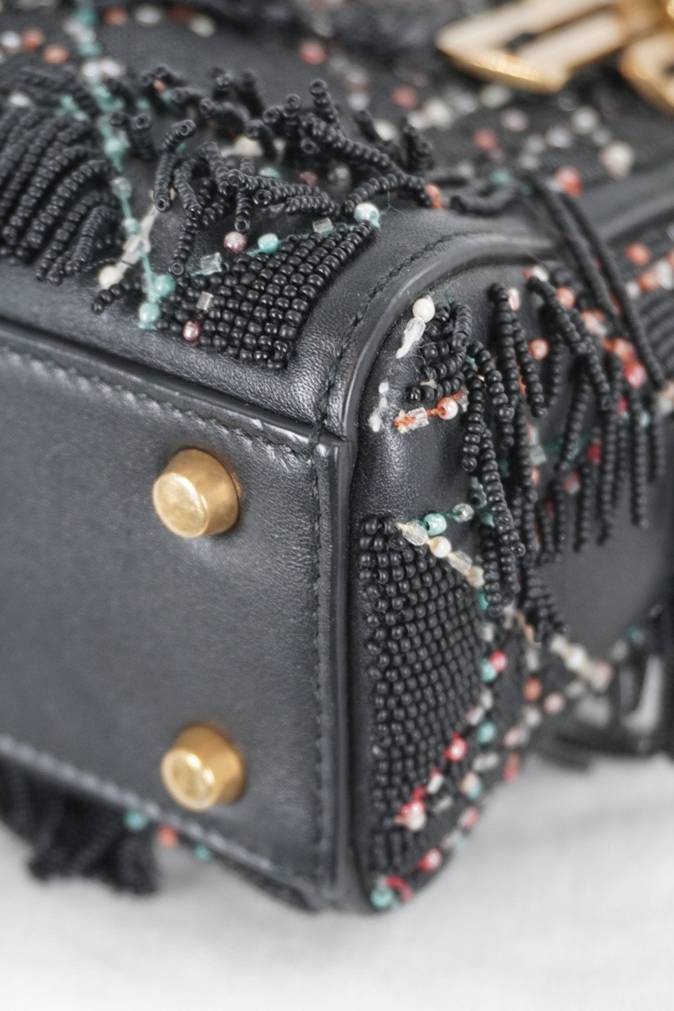 Christian Dior Lady Dior Mini Beaded Fringe Bag - Jade Vintage