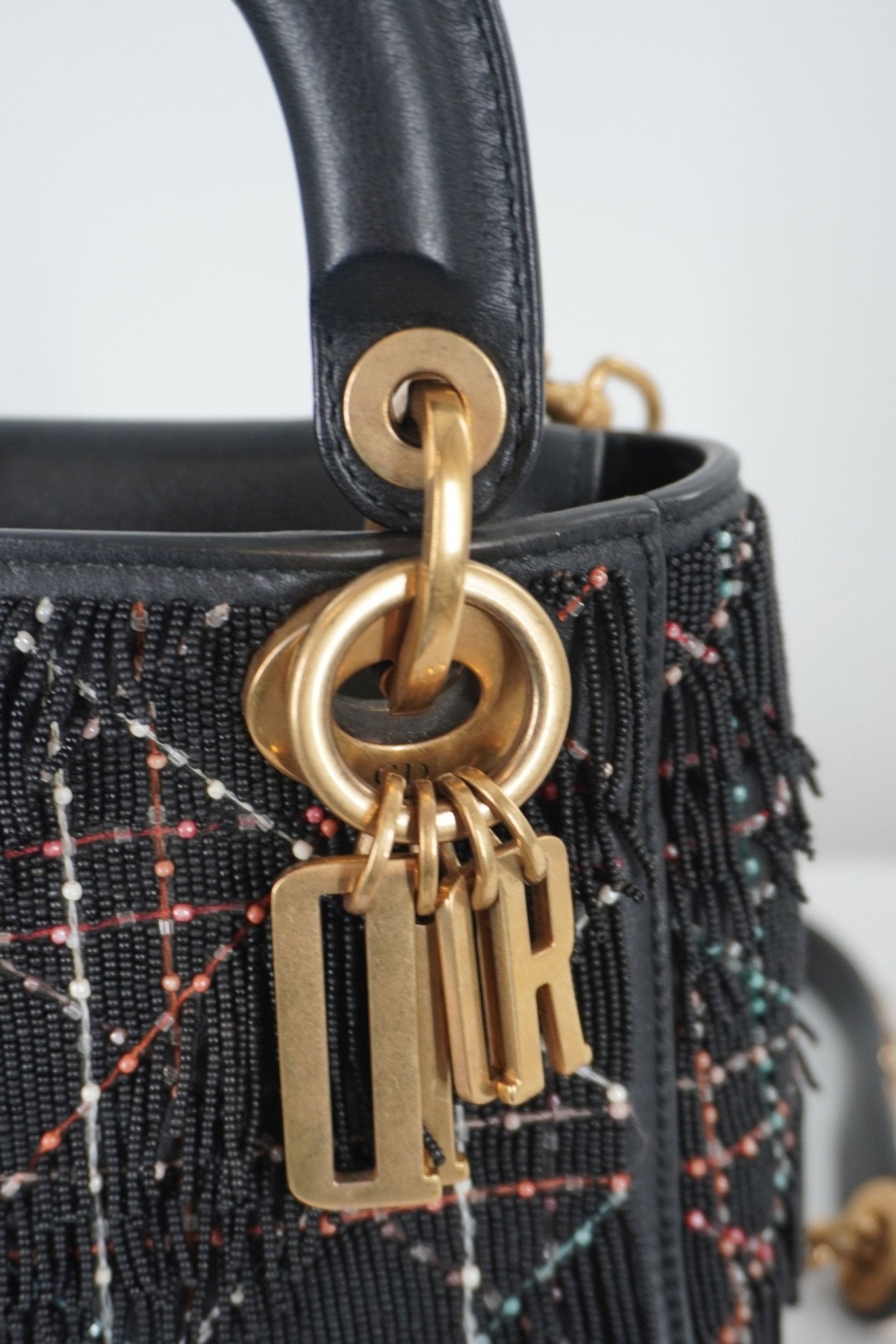 Christian Dior Lady Dior Mini Beaded Fringe Bag - Jade Vintage