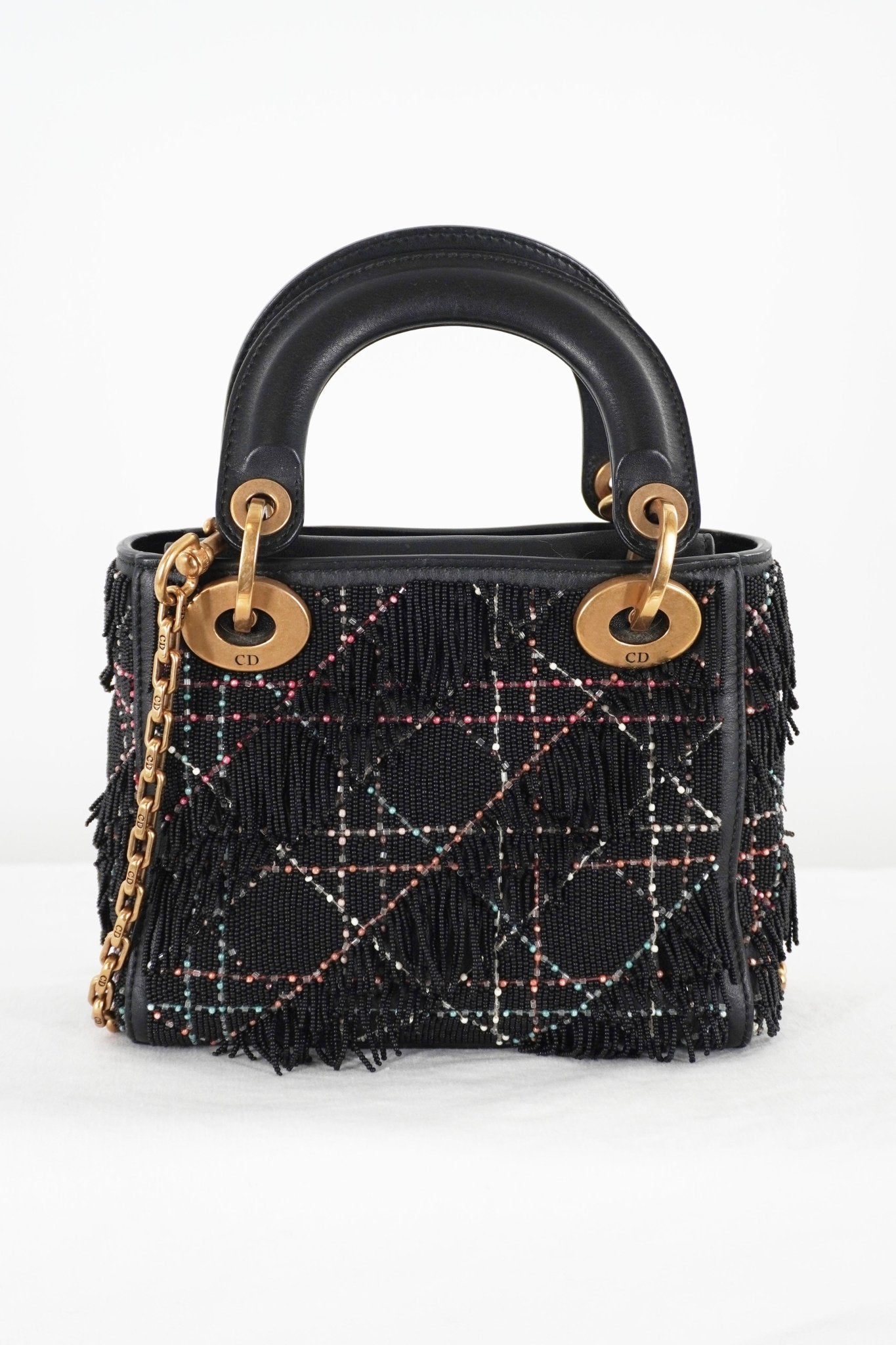 Christian Dior Lady Dior Mini Beaded Fringe Bag - Jade Vintage