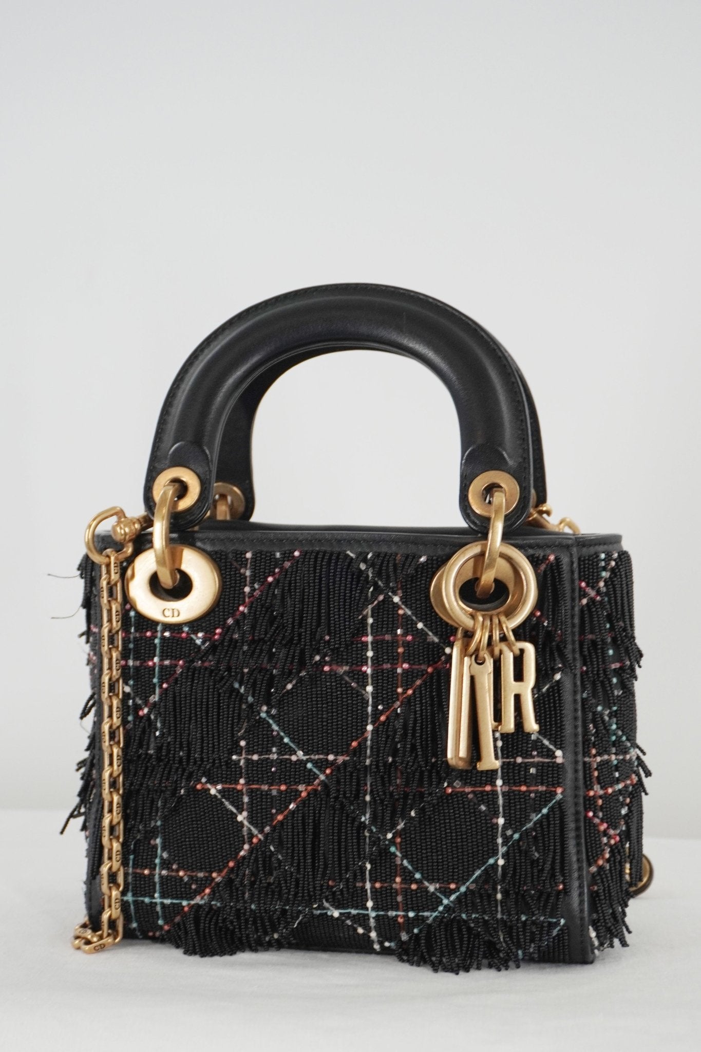 Christian Dior Lady Dior Mini Beaded Fringe Bag - Jade Vintage