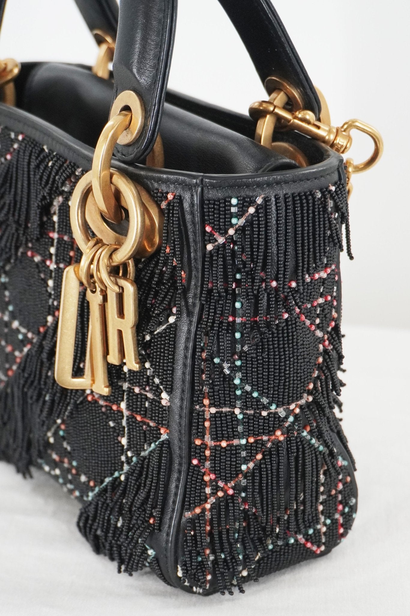 Christian Dior Lady Dior Mini Beaded Fringe Bag - Jade Vintage