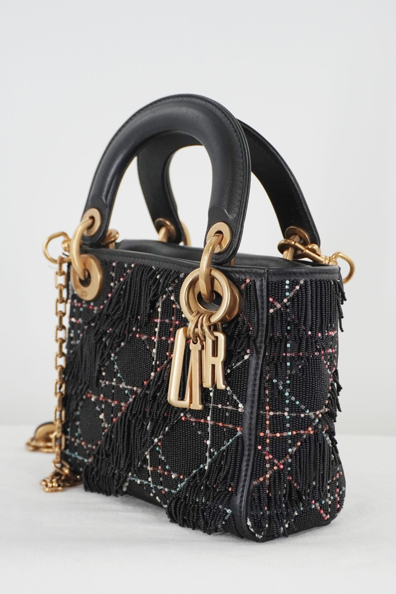 Christian Dior Lady Dior Mini Beaded Fringe Bag - Jade Vintage