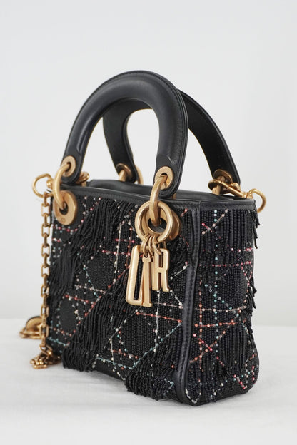 Christian Dior Lady Dior Mini Beaded Fringe Bag - Jade Vintage