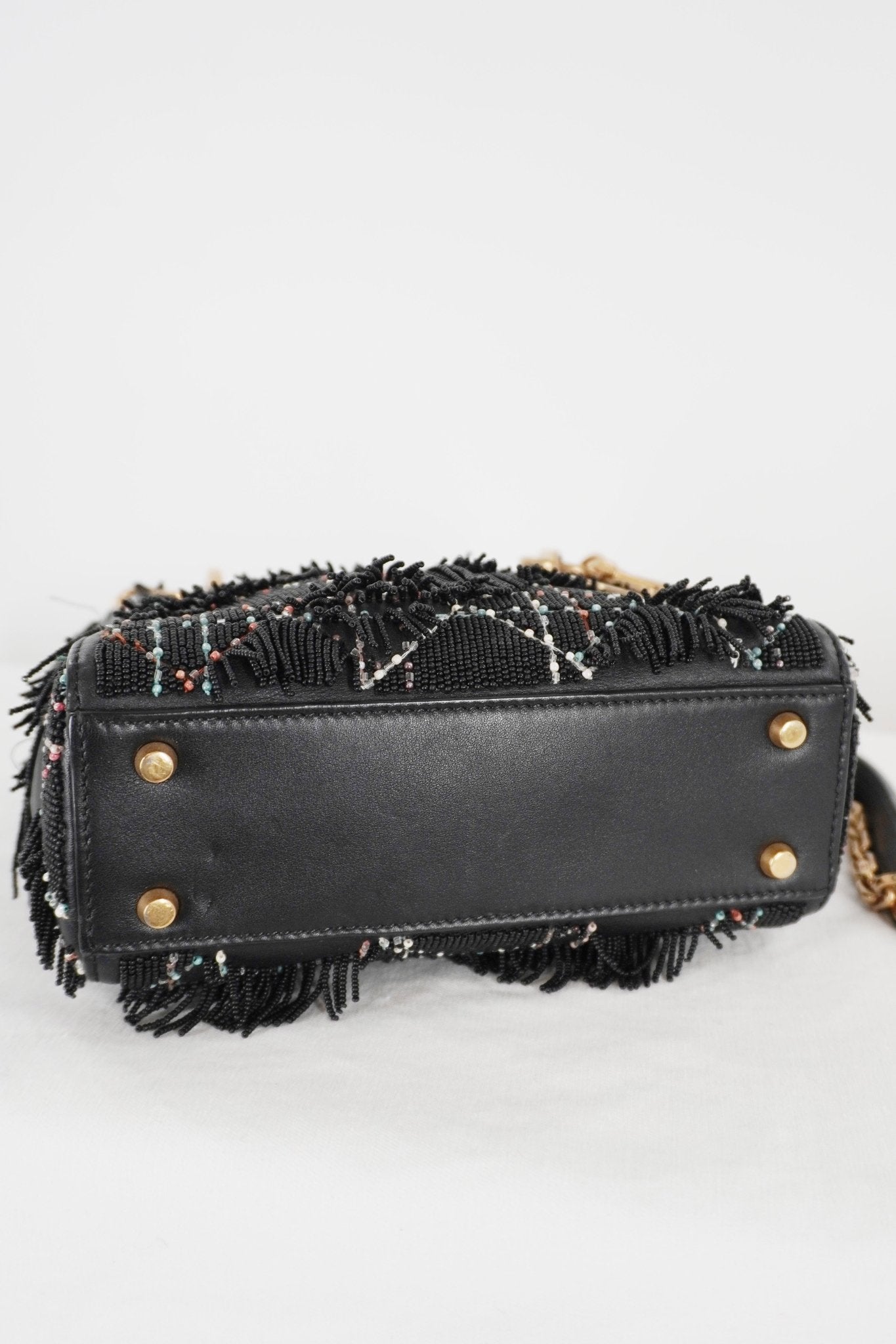 Christian Dior Lady Dior Mini Beaded Fringe Bag - Jade Vintage