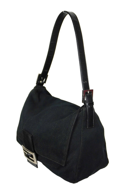 Fendi Black Jersey Cotton Baguette - Jade Vintage