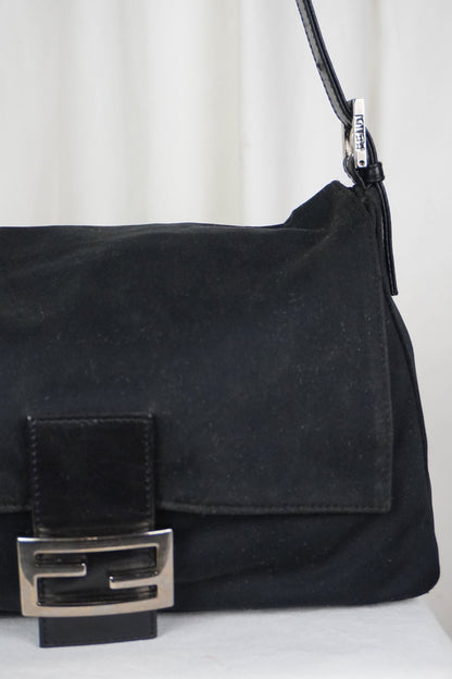 Fendi Black Jersey Cotton Baguette - Jade Vintage