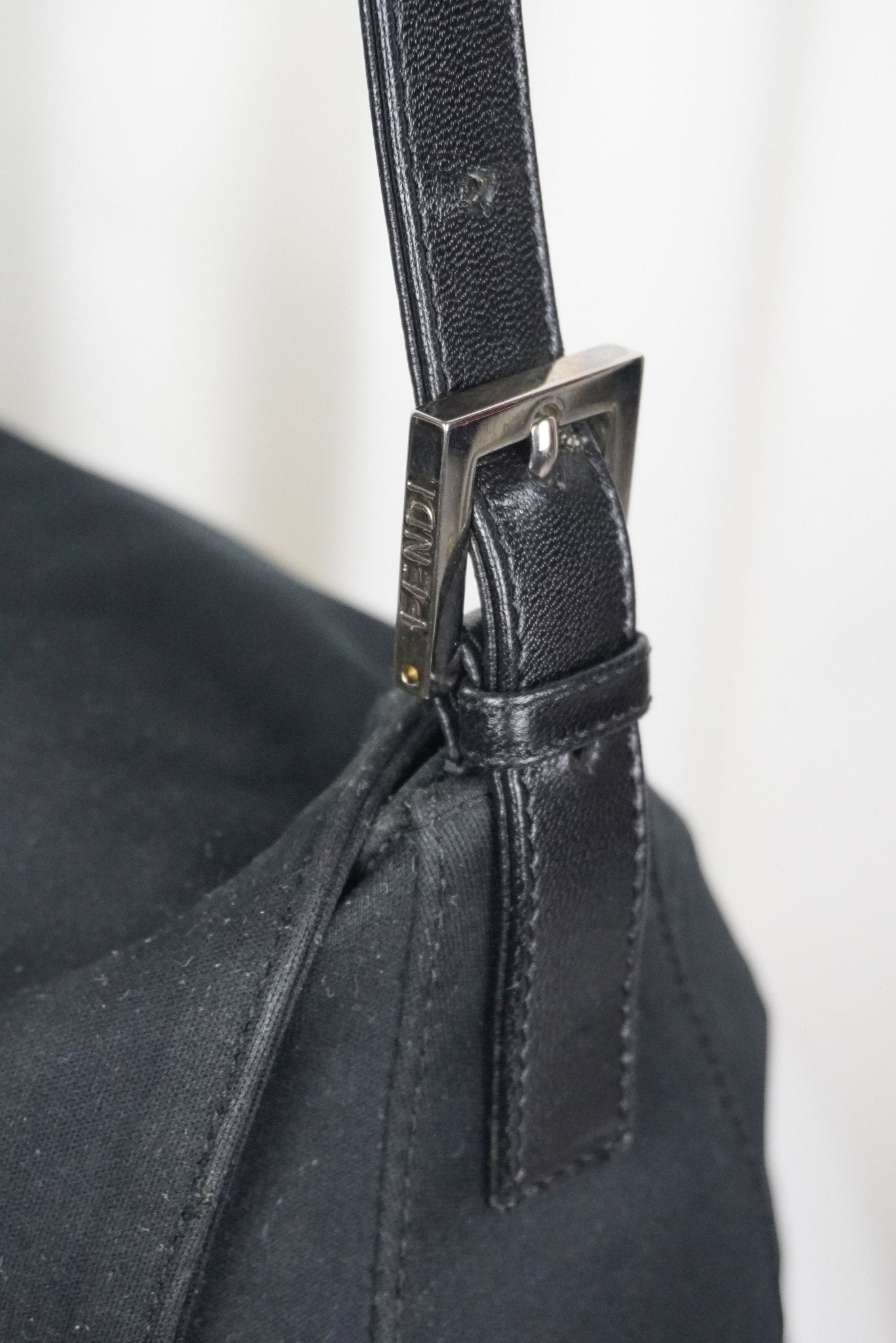 Fendi Black Jersey Cotton Baguette - Jade Vintage