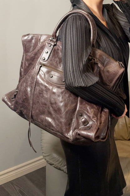 F/W 2009 Balenciaga Charbon Brown Weekender - Jade Vintage