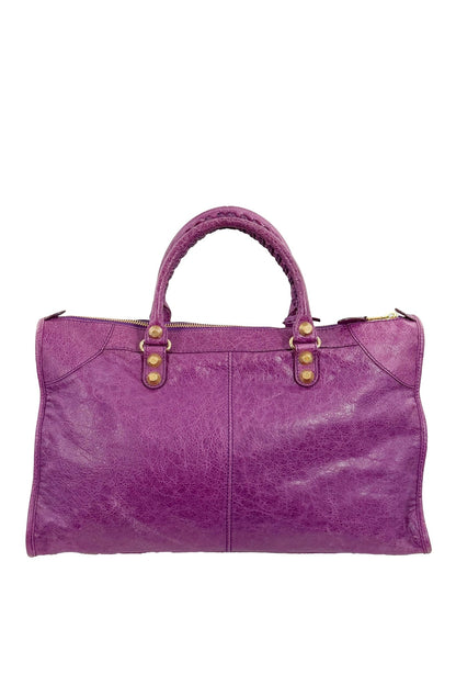 F/W 2013 Balenciaga Purple Ultraviolet Work Tote Giant 12 Gold Hardware - Jade Vintage