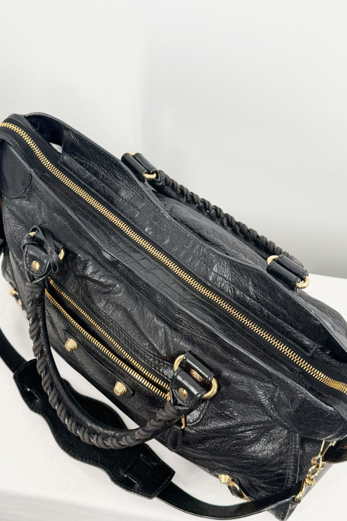 F/W 2014 Balenciaga Black Medium City Bag Giant 12 Gold Hardware - Jade Vintage