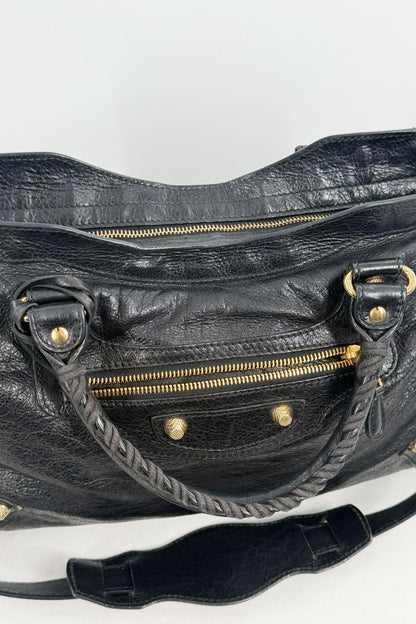 F/W 2014 Balenciaga Black Medium City Bag Giant 12 Gold Hardware - Jade Vintage