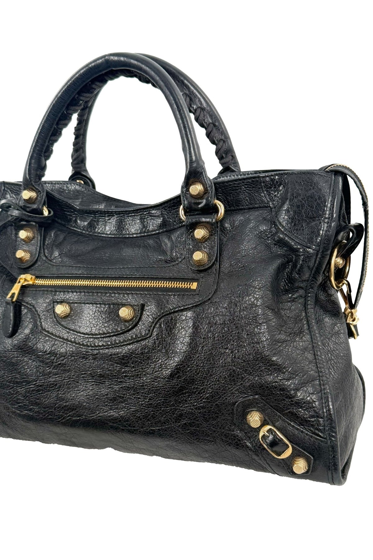 F/W 2014 Balenciaga Black Medium City Bag Giant 12 Gold Hardware - Jade Vintage