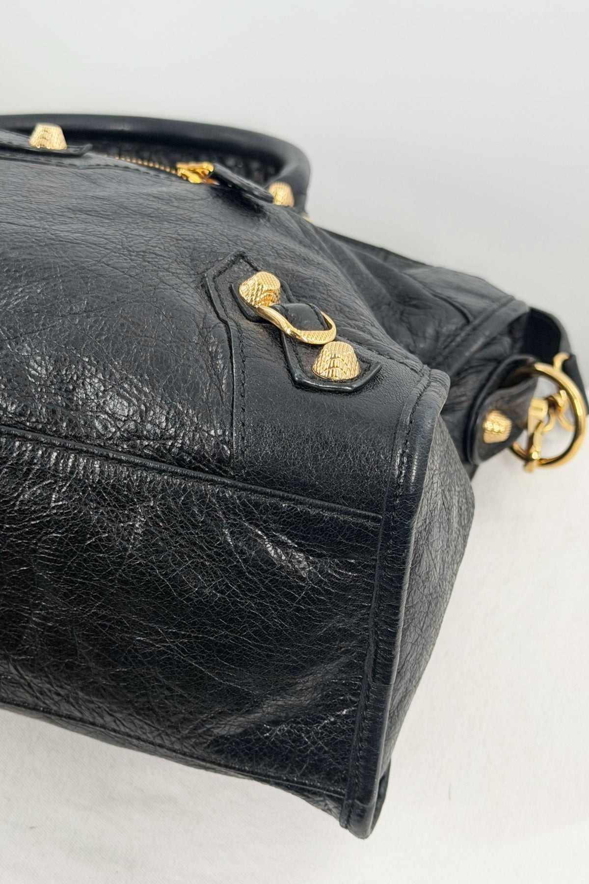 F/W 2014 Balenciaga Black Medium City Bag Giant 12 Gold Hardware - Jade Vintage