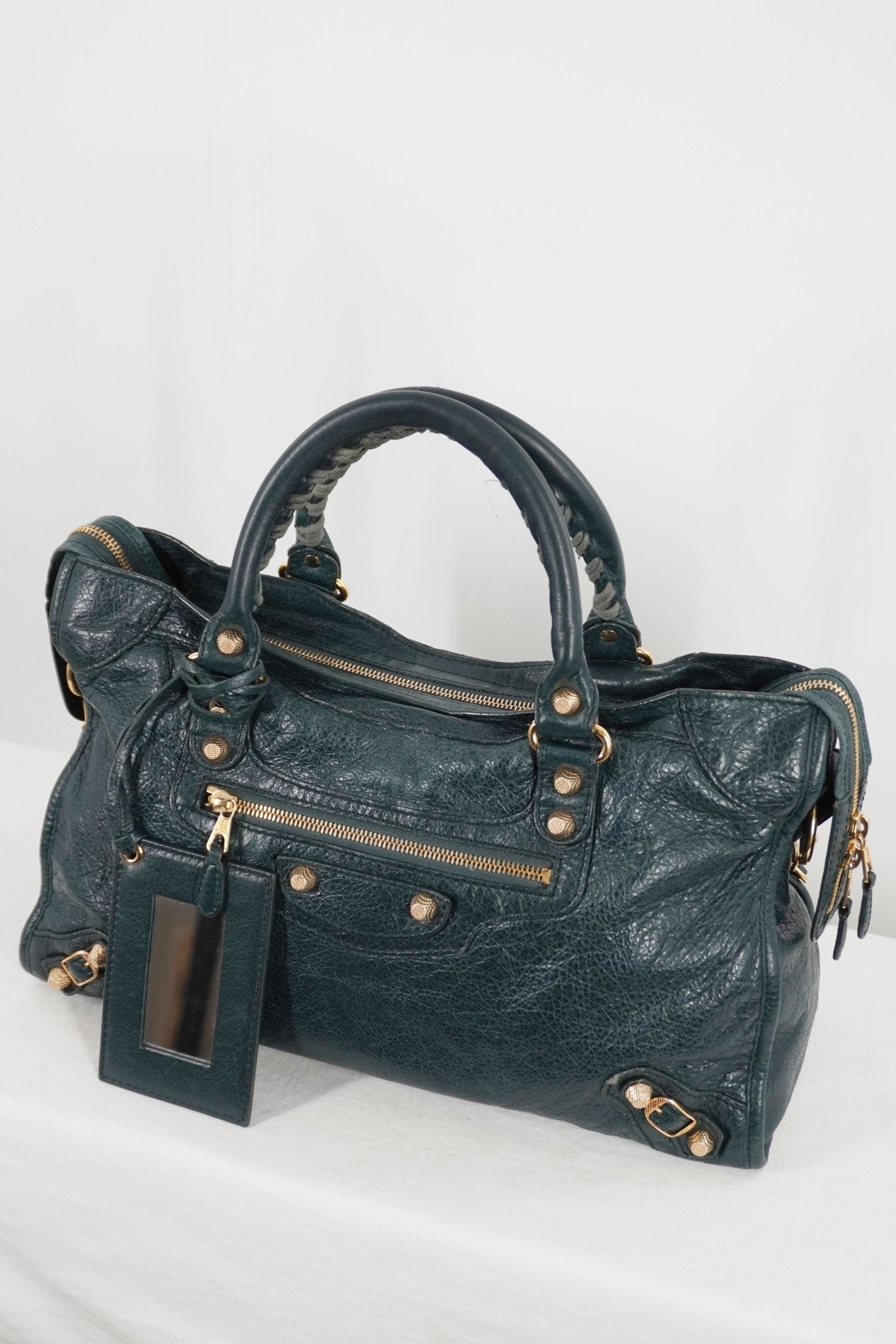 F/W 2015 Balenciaga City Bag Vert Pinede Giant 12 Gold - Jade Vintage