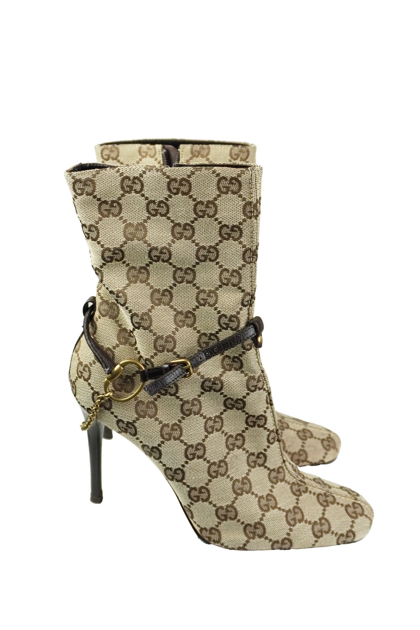 Gucci GG Marmont Ankle Heeled Boots / 37.5 - Jade Vintage