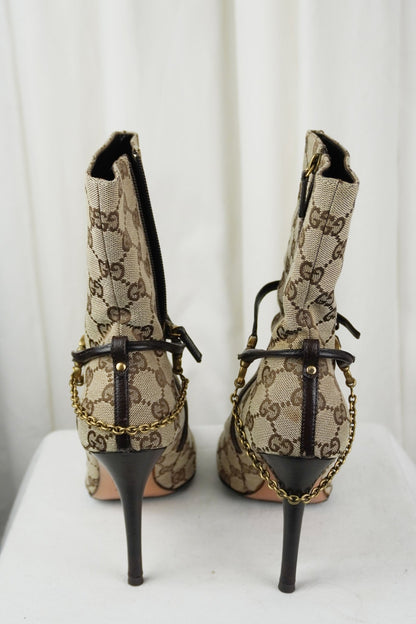 Gucci GG Marmont Ankle Heeled Boots / 37.5 - Jade Vintage